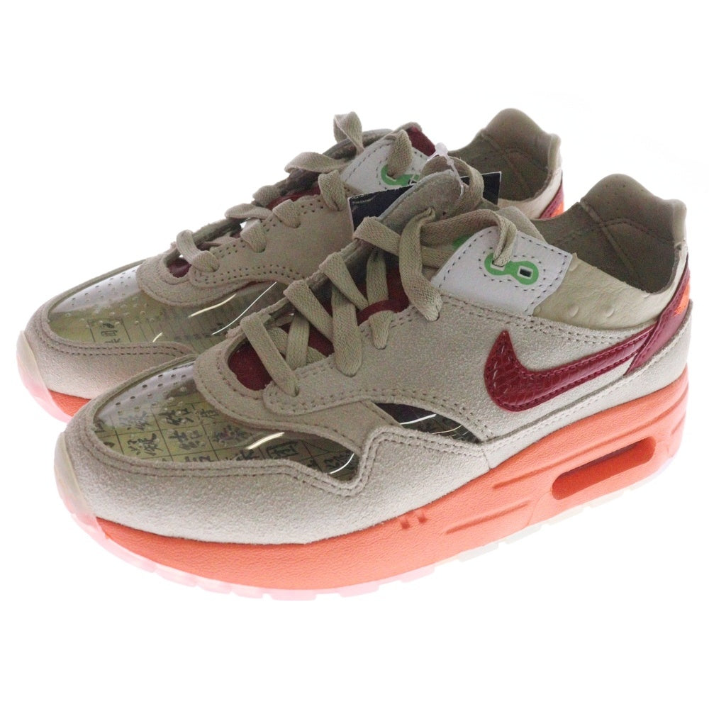 NIKE(ナイキ) ×CLOT AIR MAX 1 KISS OF DEATH クロット エアマックス1 キスオブデス ローカットスニーカー ベージュ/オレンジ キッズ US1Y/20cm DH2493-100