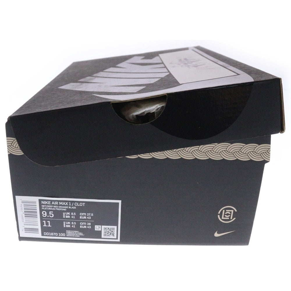 NIKE(ナイキ) ×CLOT AIR MAX 1 Kiss of Death クロット エアマックス1 キスオブデス ローカットスニーカー ベージュ/オレンジ US9.5/27.5cm DD1870-100