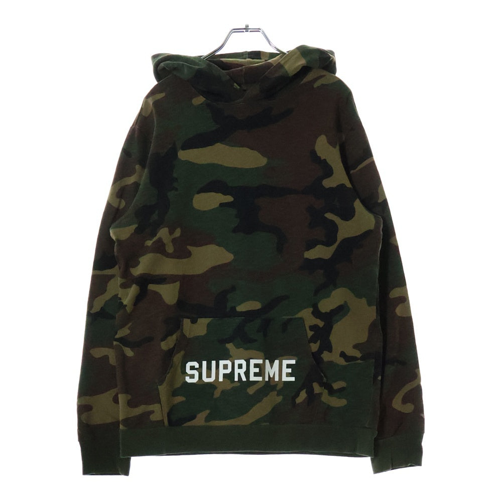SUPREME(シュプリーム) 14SS Athletic Hooded L/S Tee アスレティックフーディー プルオーバーパーカー ウッドランドカモ グリーン