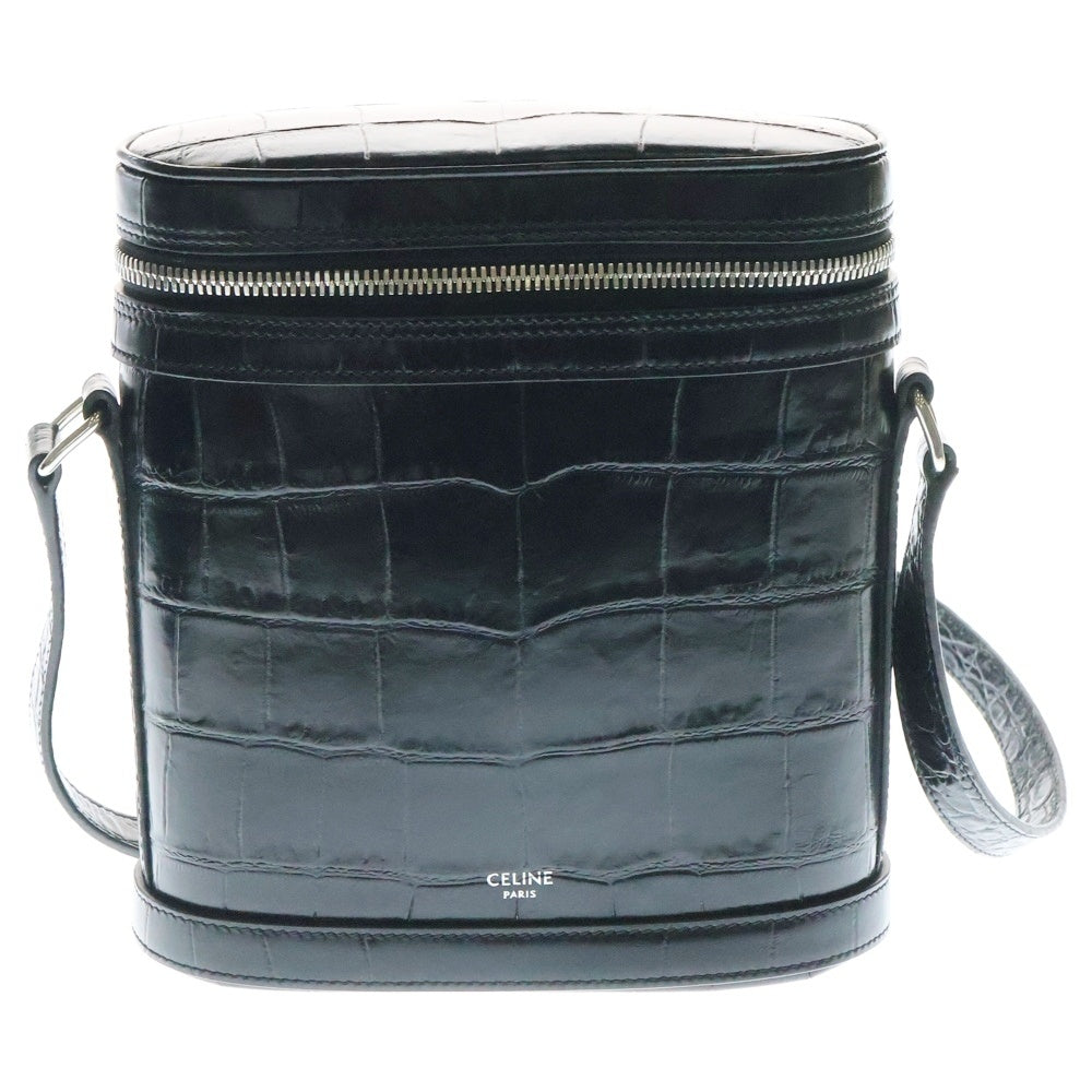CELINE(セリーヌ) Vertical Messenger Box スタンプド エキゾチック バーティカル メッセンジャーショルダーバッグ ブラック/シルバー 110533EOX.38SI