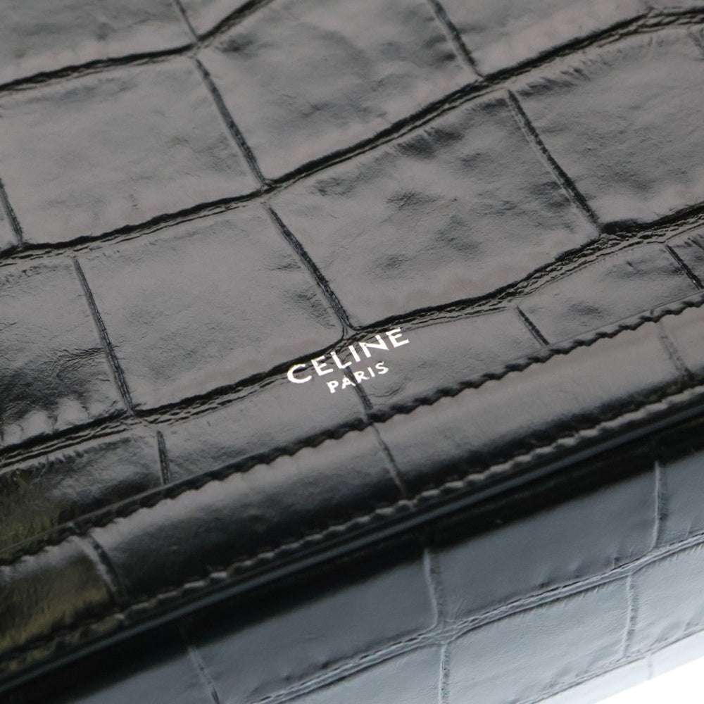 CELINE(セリーヌ) Vertical Messenger Box スタンプド エキゾチック バーティカル メッセンジャーショルダーバッグ ブラック/シルバー 110533EOX.38SI