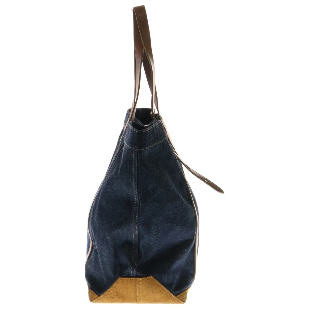 RRL(ダブルアールエル) DENIM TOTE BAG 革パッチ レザートリム デニムトートバッグ インディゴ/ブラウン