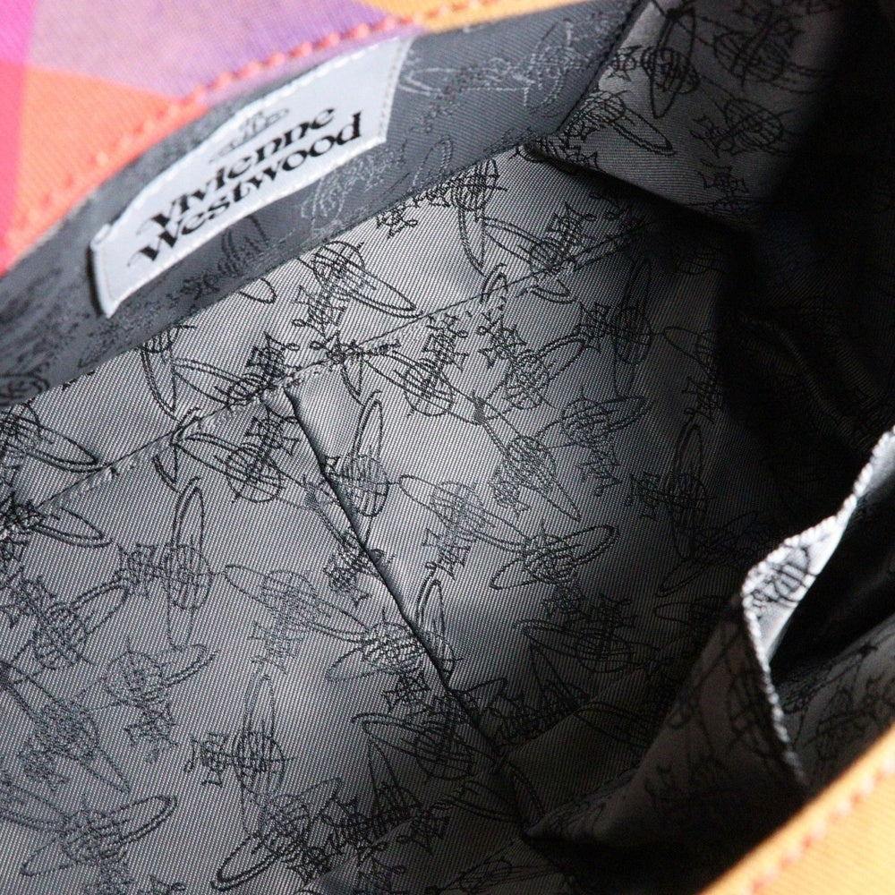 Vivienne Westwood(ヴィヴィアンウエストウッド) YASMINE ヤスミン ロゴ刺繍 コットンハンドバッグ マルチカラー