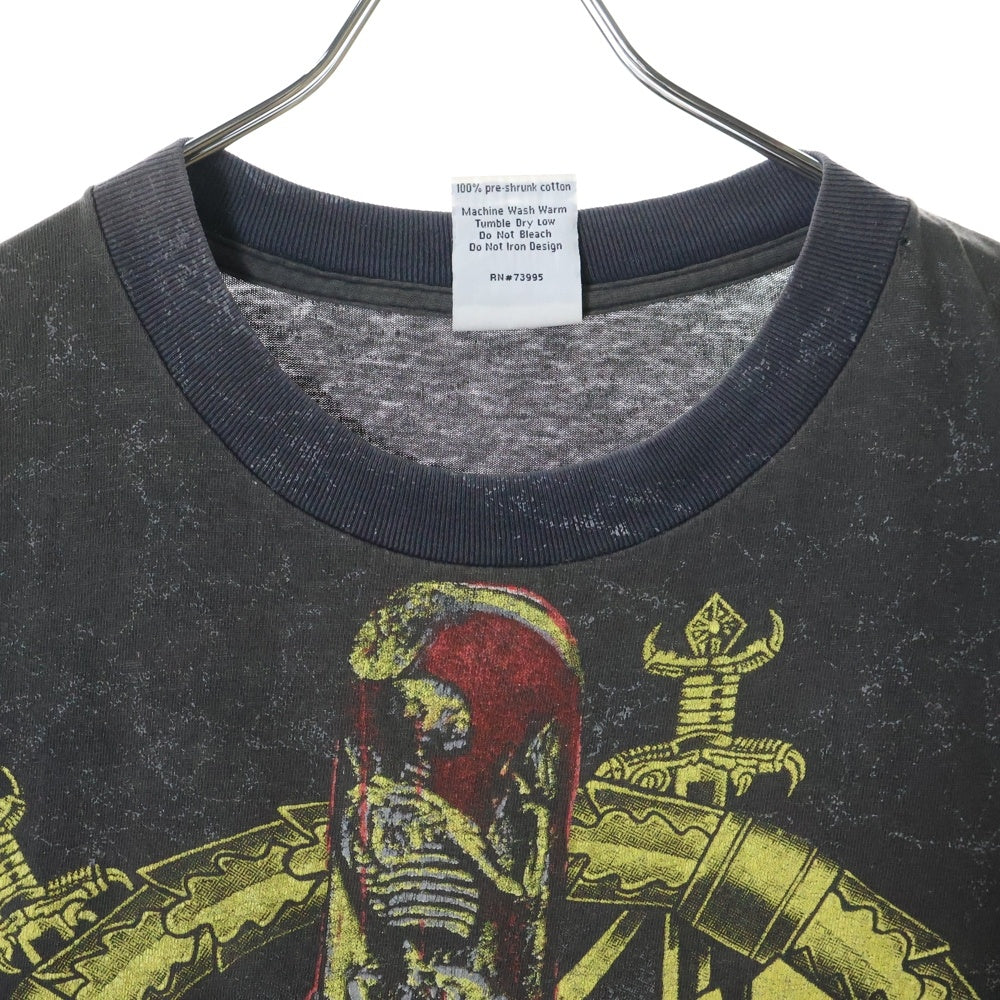 VINTAGE(ヴィンテージ) 90S VINTAGE SLAYER 1991 ALL OVER PRINT T-SHIRT WILD OATS ヴィンテージ USA製 スレイヤー 両面総柄 クルーネック コットン 半袖Tシャツ カットソー ブラック