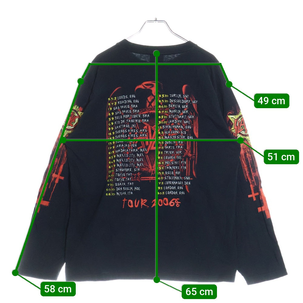 VINTAGE(ヴィンテージ) 00S VINTAGE SLAYER 2006 TUOR SHOOT ヴィンテージ スレイヤー ツアー 両面アームプリント クルーネック コットン 長袖Tシャツ カットソー ブラック