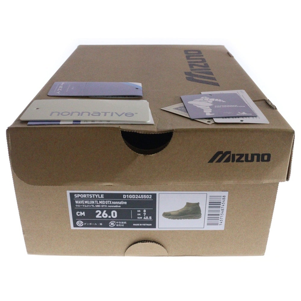 MIZUNO(ミズノ) 24AW × nonnative WAVE MUJIN TL MID GTX ノンネイティブ ウェーブ ムジン ミッドカットスニーカー ブラウン US8/26.0cm D1GD245502