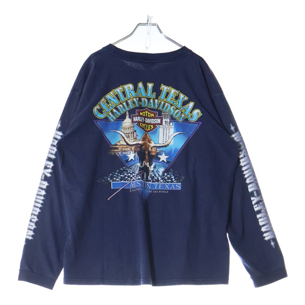 VINTAGE(ヴィンテージ) 00S VINTAGE HARLEY DAVIDSON CENTRAL TEXAS L/S TEE ヴィンテージ ハーレーダビッドソン セントラル テキサス クルーネック 長袖Tシャツ カットソー ネイビー