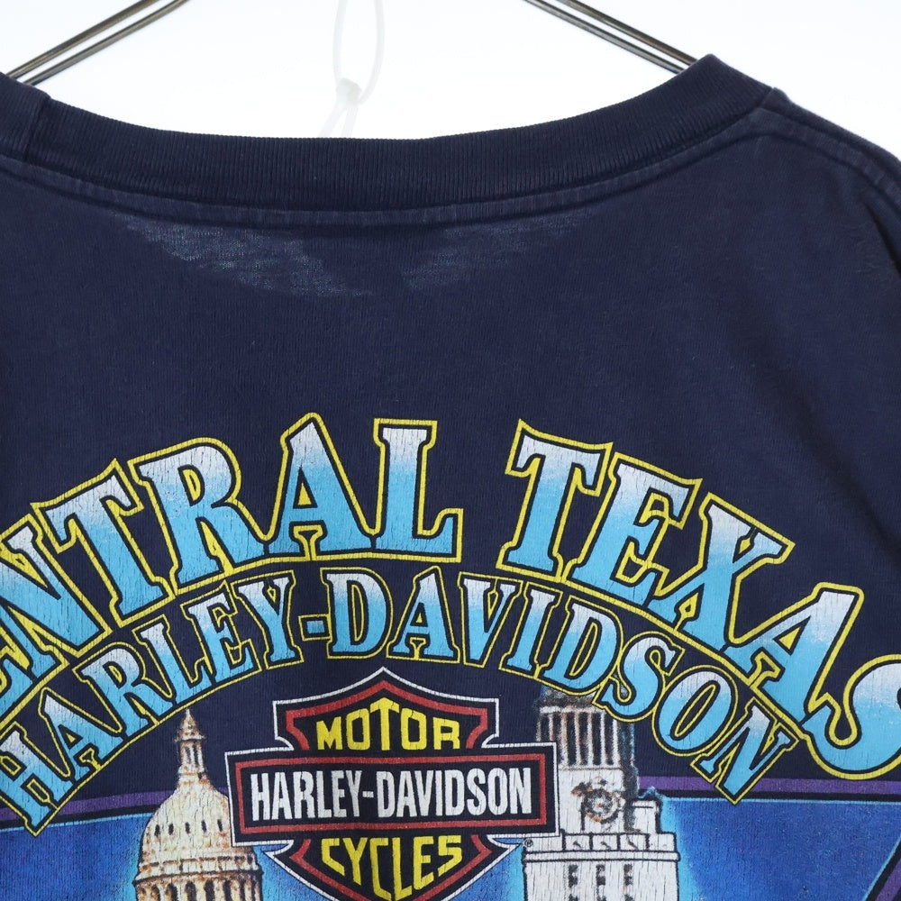 VINTAGE(ヴィンテージ) 00S VINTAGE HARLEY DAVIDSON CENTRAL TEXAS L/S TEE ヴィンテージ ハーレーダビッドソン セントラル テキサス クルーネック 長袖Tシャツ カットソー ネイビー