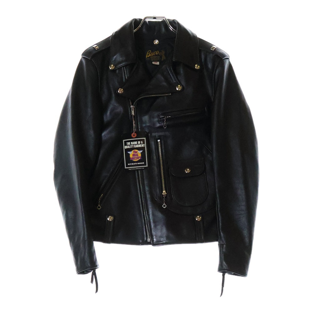 THE REAL McCOY'S(ザリアルマッコイ) BUCO J-24 COMBINATION TANNED LEATHER JACKET ホースハイド コンビ鞣し ダブルライダース レザージャケット ブラック BJ19003