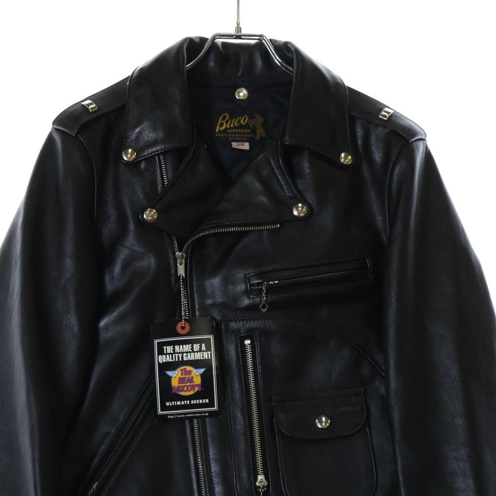 THE REAL McCOY'S(ザリアルマッコイ) BUCO J-24 COMBINATION TANNED LEATHER JACKET ホースハイド コンビ鞣し ダブルライダース レザージャケット ブラック BJ19003