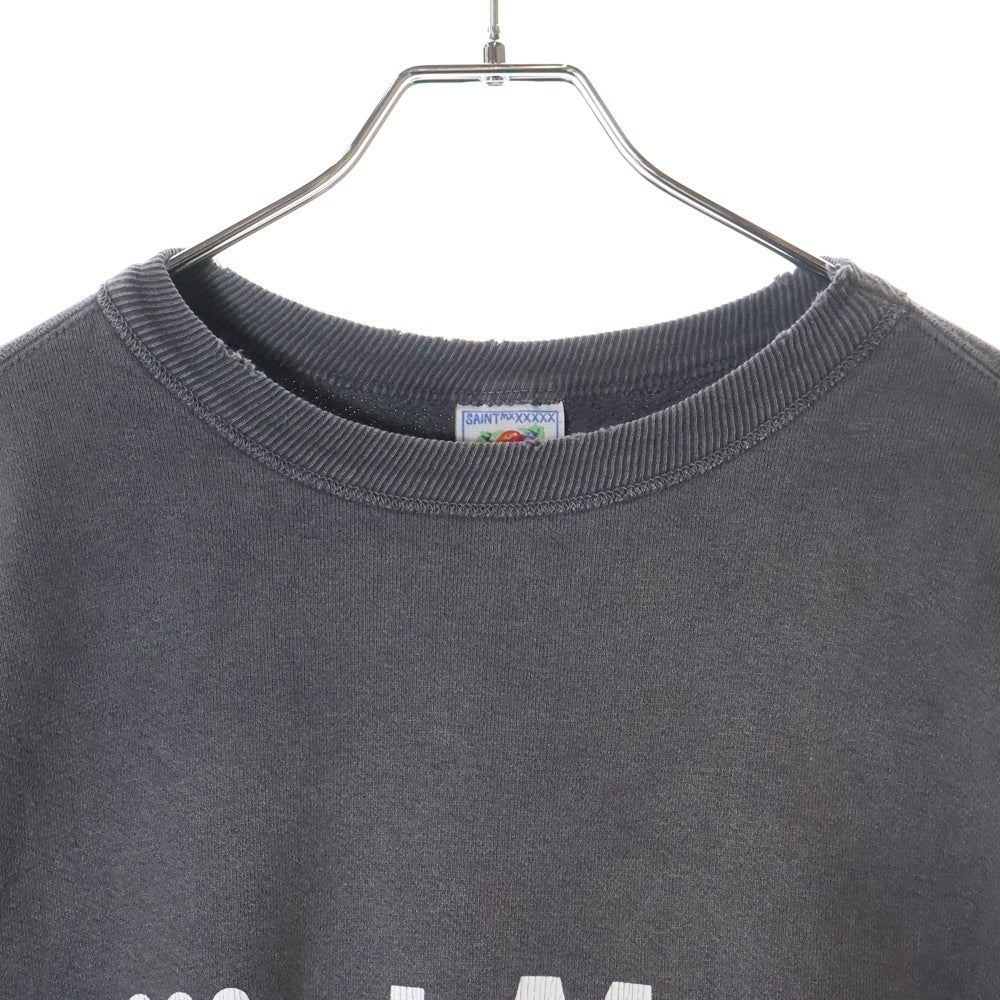 SAINT MICHAEL(セントマイケル) 24AW CREW SWT CHAOS カオス 両面プリント ダメージ加工 クルーネック スウェット トレーナー ブラック SM-YS1-0000-034