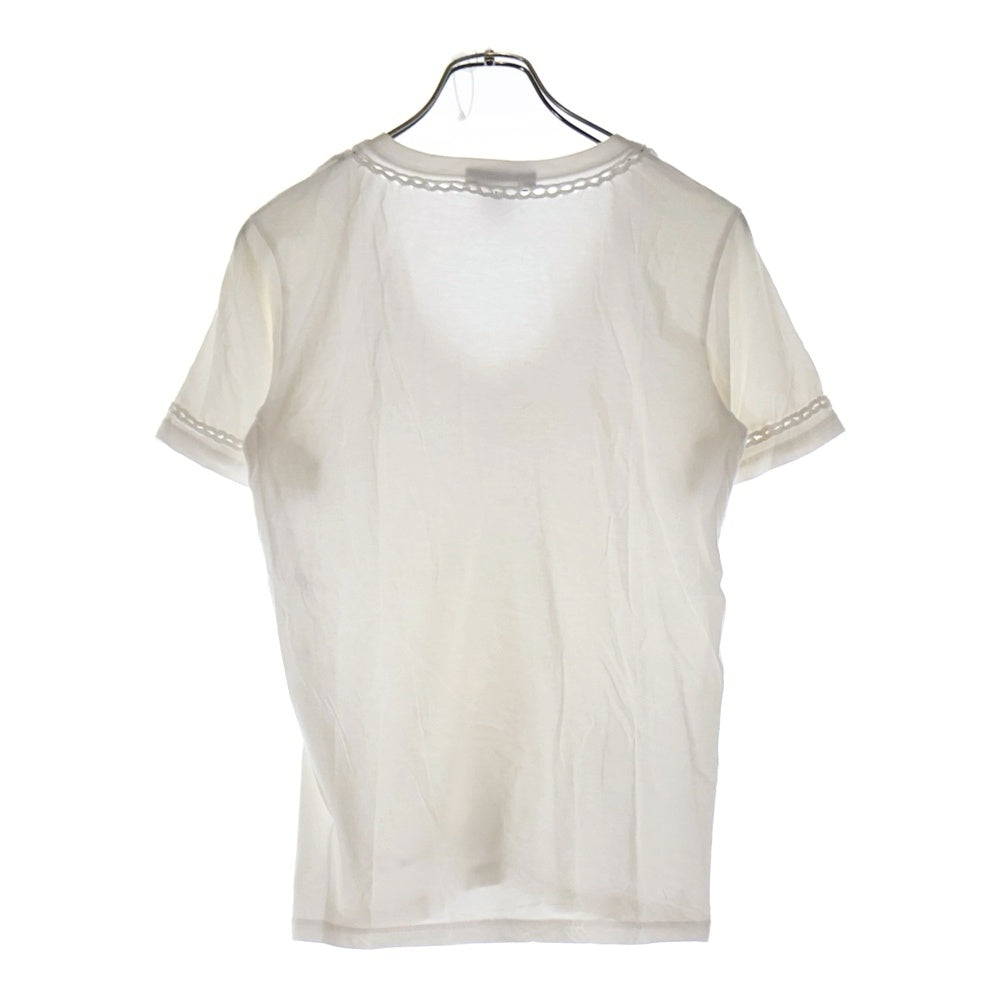 n(n) by NUMBER (N)INE(エヌエヌバイナンバーナイン) 編み込みデザイン Vネック半袖Tシャツ カットソー レディース ホワイト
