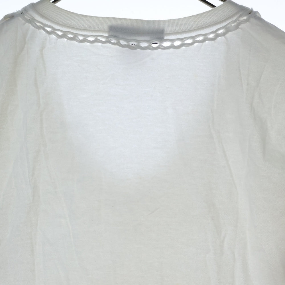 n(n) by NUMBER (N)INE(エヌエヌバイナンバーナイン) 編み込みデザイン Vネック半袖Tシャツ カットソー レディース ホワイト
