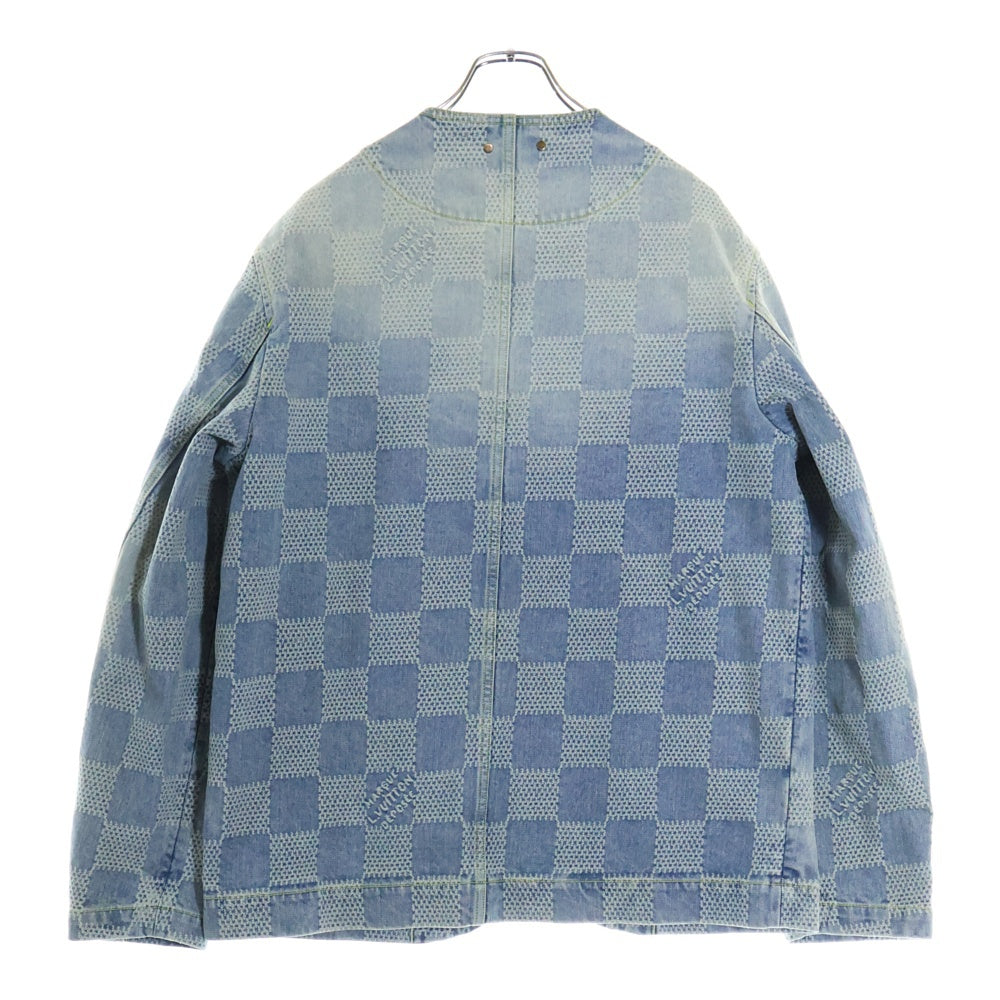 LOUIS VUITTON(ルイヴィトン) 24SS Damier Collarless Denim Jacket ダミエ ノーカラー デニム ジャケット インディゴ RM241 GRT HQA70W