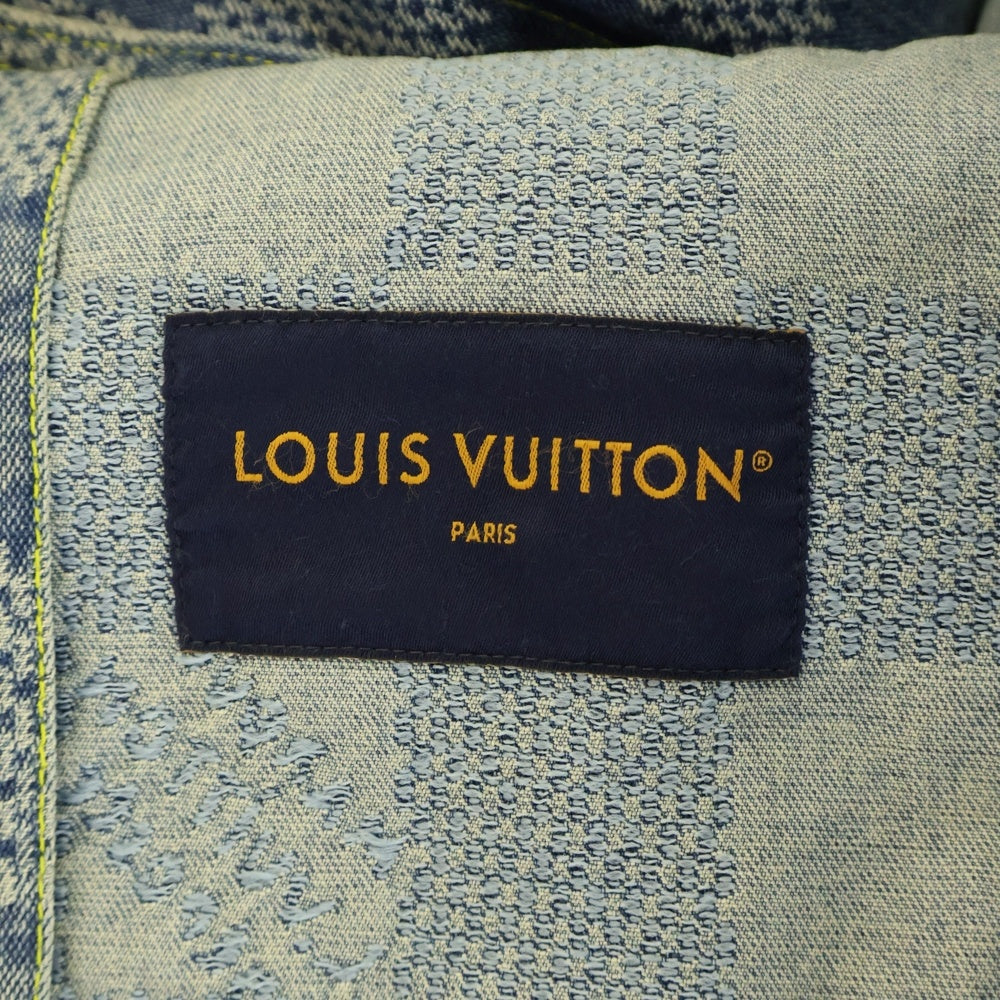 LOUIS VUITTON(ルイヴィトン) 24SS Damier Collarless Denim Jacket ダミエ ノーカラー デニム ジャケット インディゴ RM241 GRT HQA70W