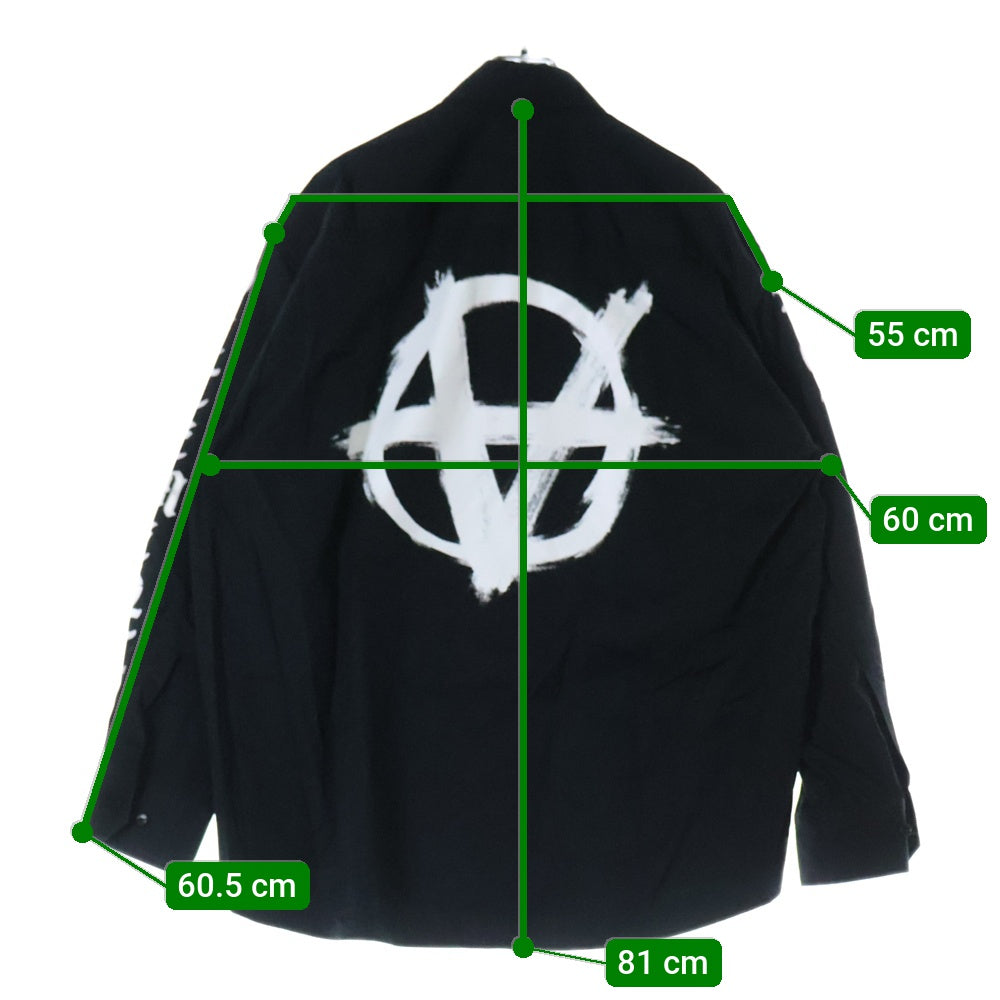 VETEMENTS(ヴェトモン) DOUBLE ANARCHY LOGO SHIRT ダブル アナーキー ロゴ 長袖シャツ ブラック UA53SH650B