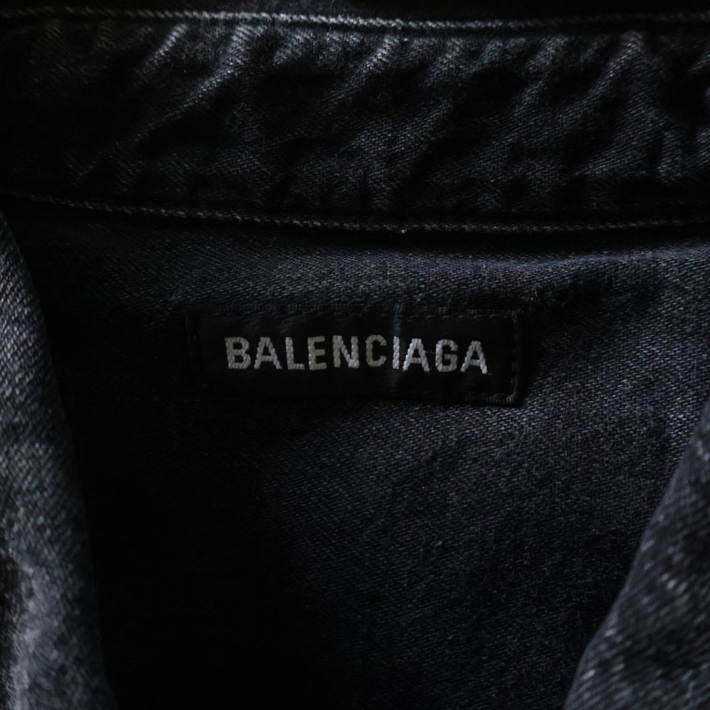 BALENCIAGA(バレンシアガ) REAR PRINTED DENIM SHIRT リール ペインテッド 長袖デニムシャツ ブラック 571365 TBP19