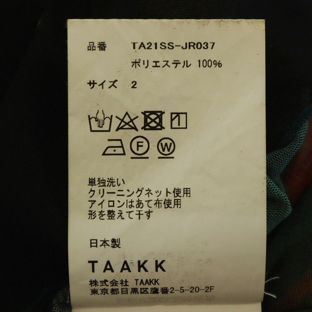 TAAKK(ターク) 21SS Tulle Tee フラワープリント チュール ボートネック長袖Tシャツ カットソー マルチカラー TA21SS-JR037