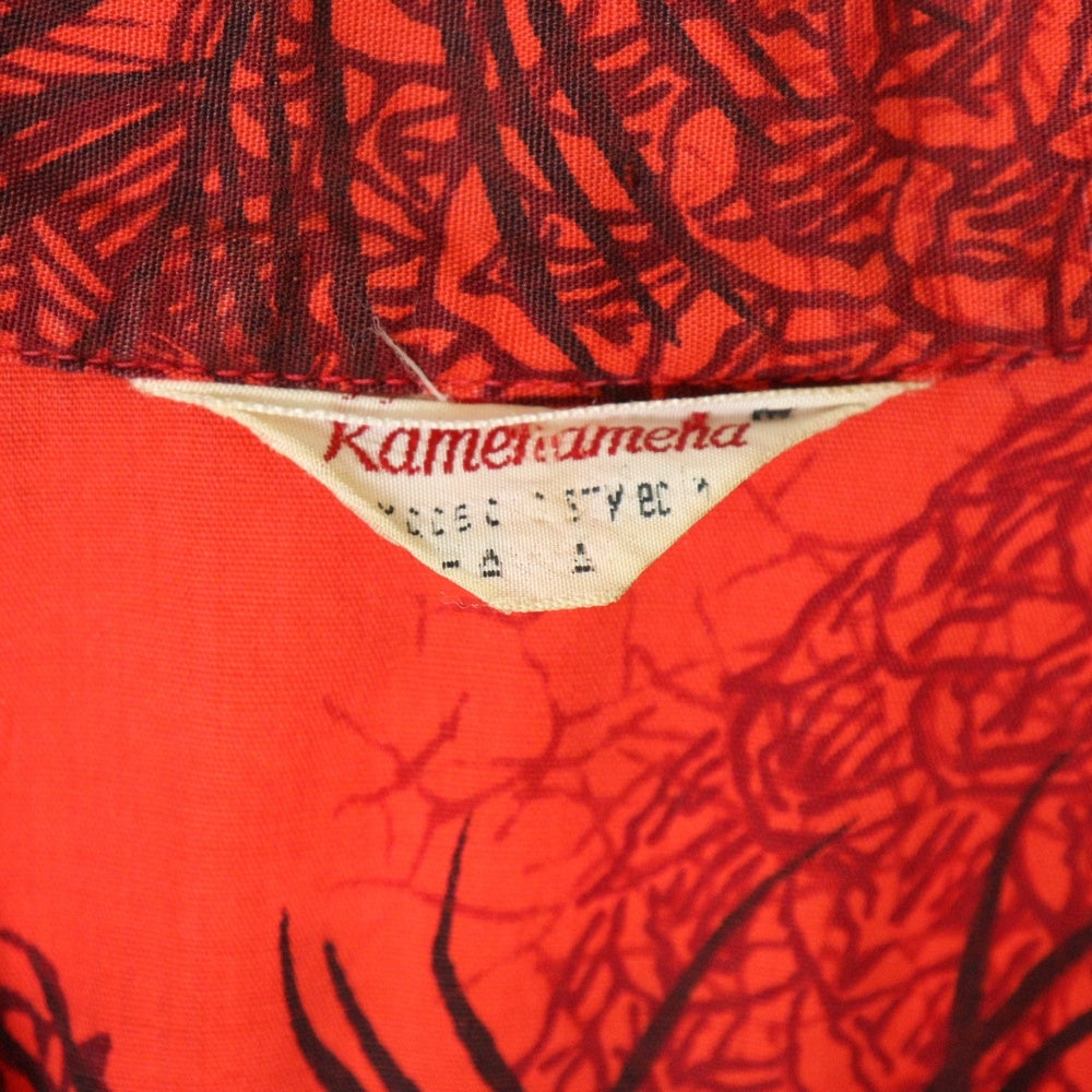 VINTAGE(ヴィンテージ) 50-60S VINTAGE KAMEHAMEHA ALOHA SHIRT ヴィンテージ カメハメハ 総柄プリント 半袖アロハシャツ レッド