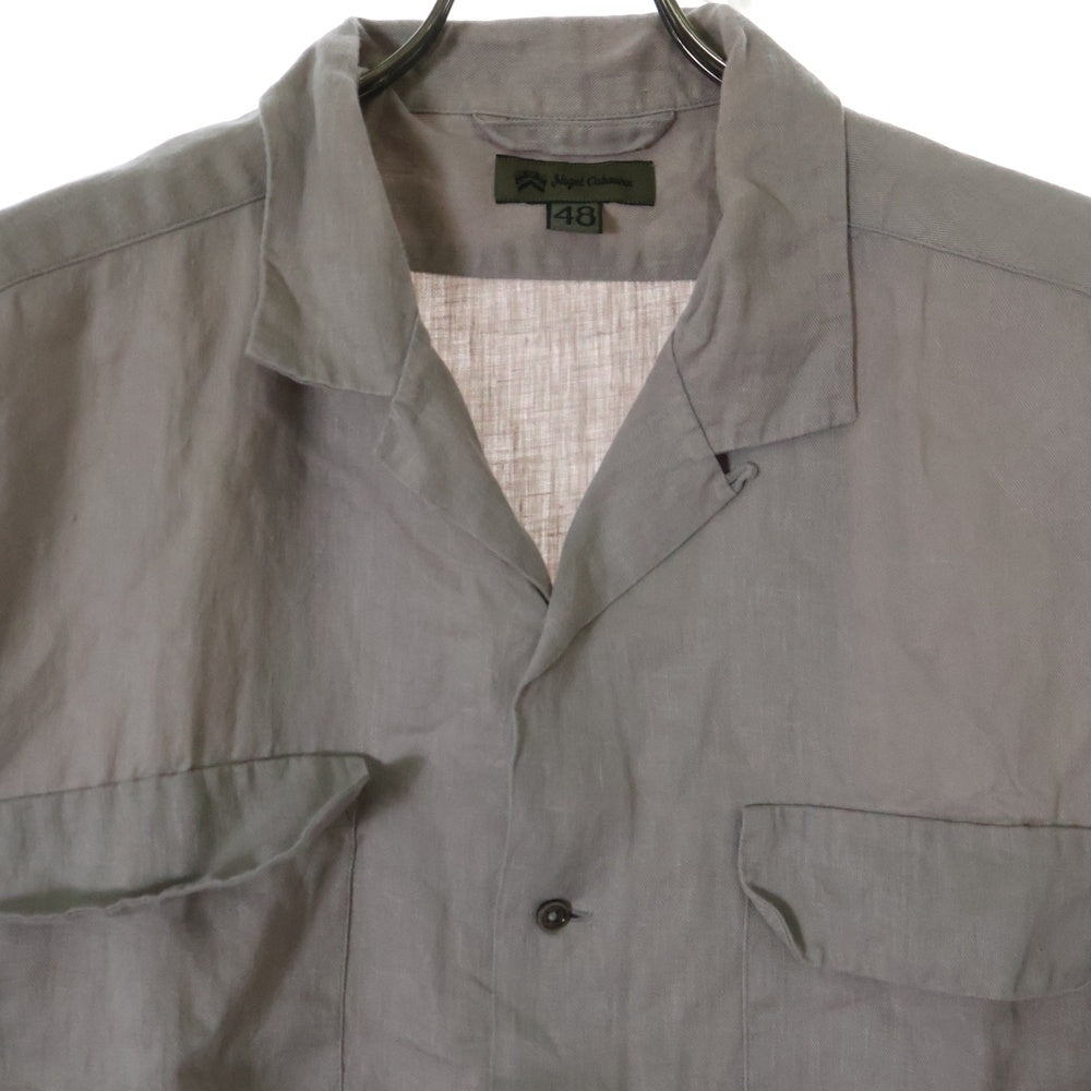 NIGEL CABOURN(ナイジェルケーボン) LINEN OPEN COLLAR SHIRT リネンツイル 半袖オープンカラーシャツ グレー 8046-00-11005