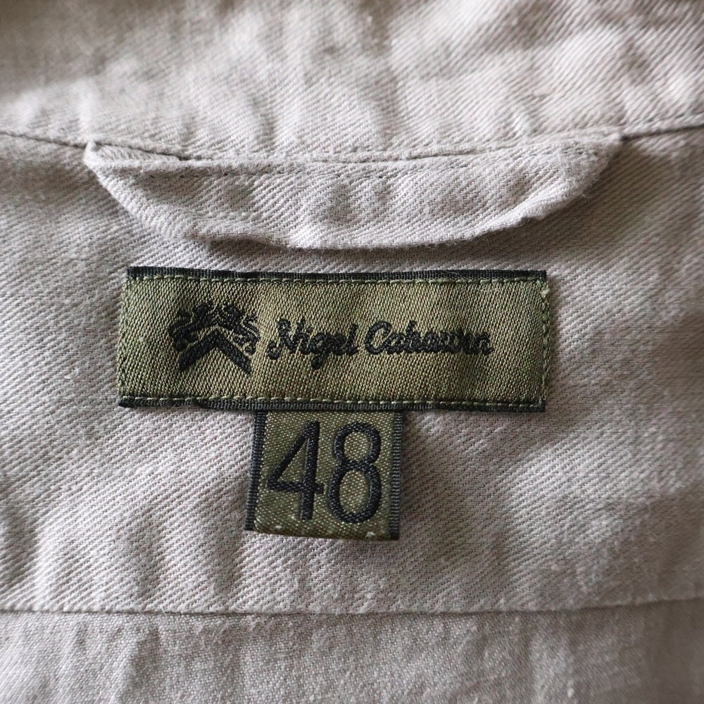 NIGEL CABOURN(ナイジェルケーボン) LINEN OPEN COLLAR SHIRT リネンツイル 半袖オープンカラーシャツ グレー 8046-00-11005