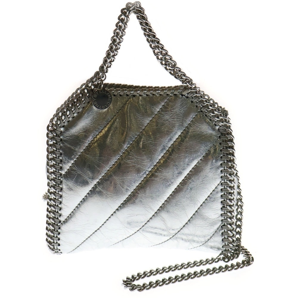 STELLA McCARTNEY(ステラマッカートニー) FALABELLA ファラベラ 2WAY バイアス ステッチ チェーン ショルダー ハンド バッグ レディース シルバー 391698 W8412