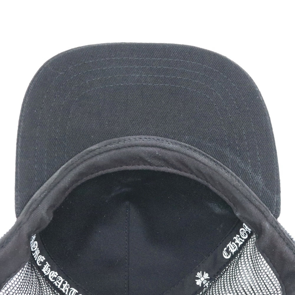 CHROME HEARTS(クロムハーツ) TRUCKER CAP レザークロスパッチ 総柄プリント クロスボール メッシュ トラッカーキャップ 帽子 ブラック