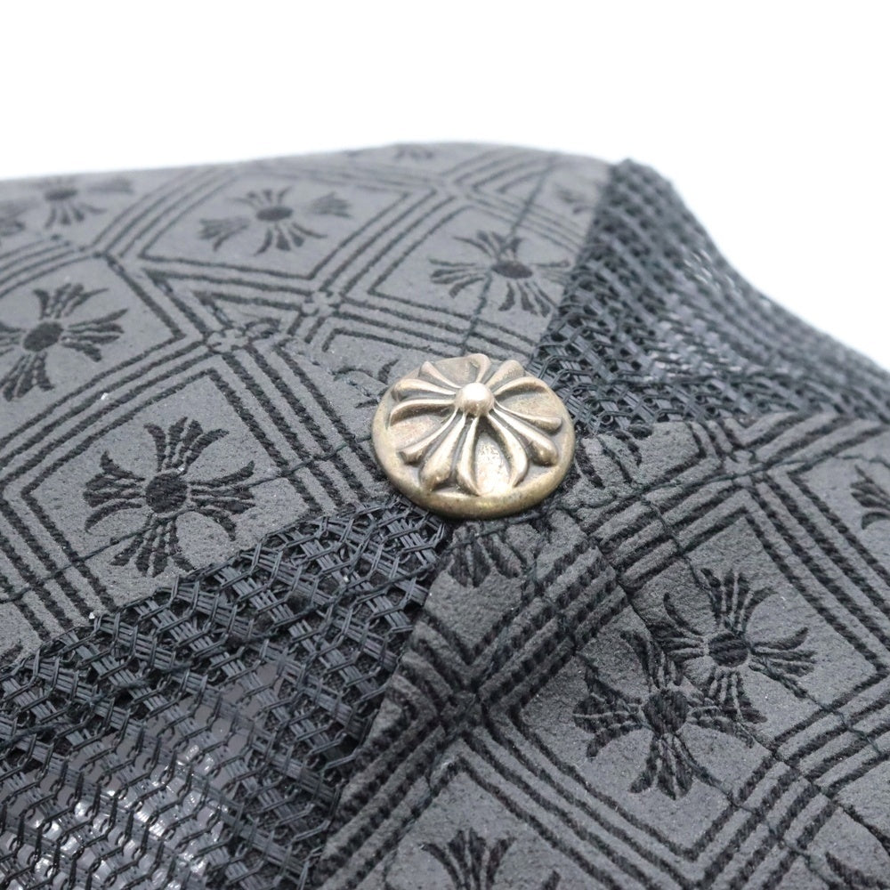 CHROME HEARTS(クロムハーツ) TRUCKER CAP レザークロスパッチ 総柄プリント クロスボール メッシュ トラッカーキャップ 帽子 ブラック