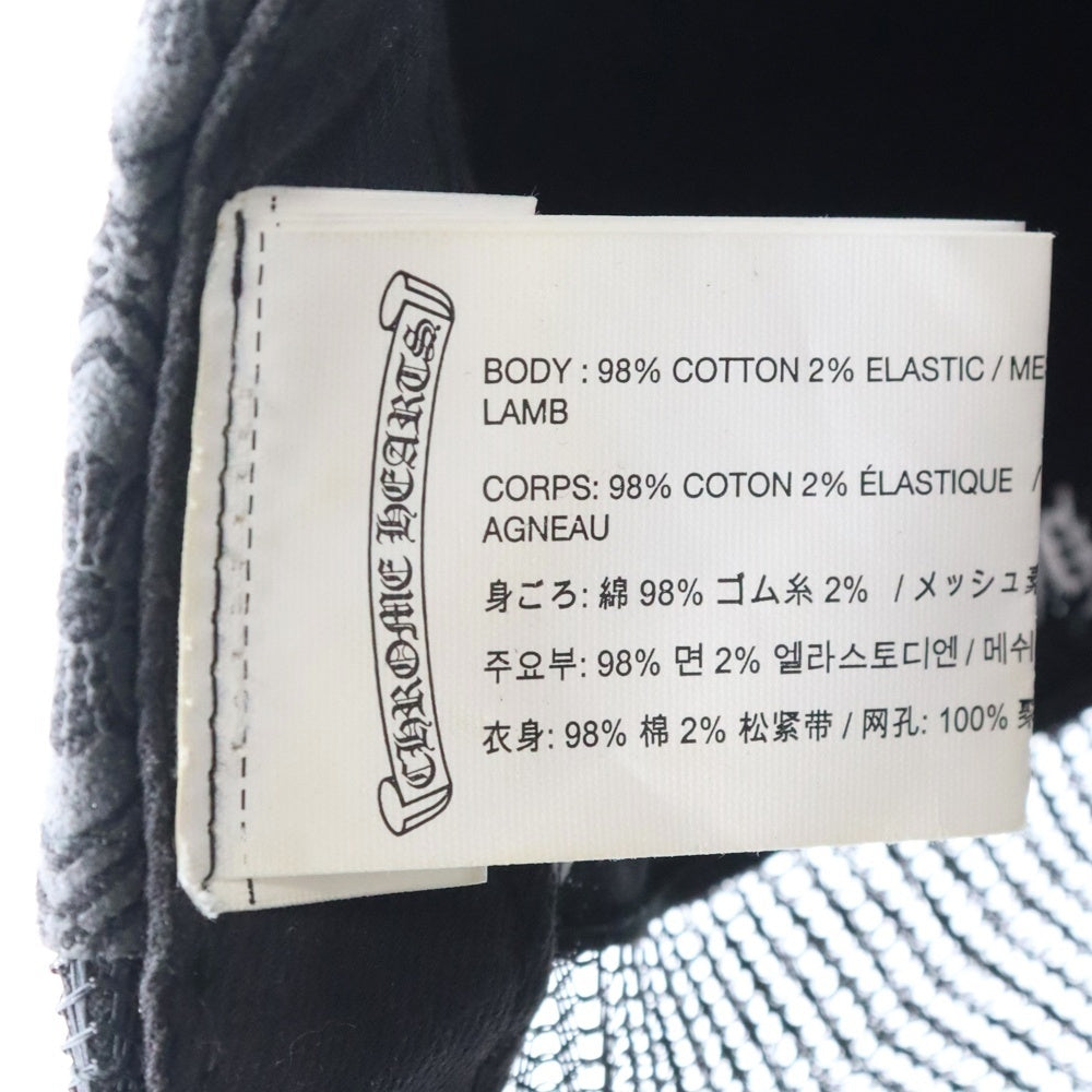 CHROME HEARTS(クロムハーツ) TRUCKER CAP レザークロスパッチ 総柄プリント クロスボール メッシュ トラッカーキャップ 帽子 ブラック