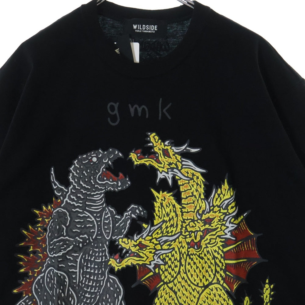 WILDSIDE YOHJI YAMAMOTO(ワイルドサイド ヨウジ ヤマモト) × IZUMONSTER GMK T-Shirt イズモンスター 半袖カットソー Tシャツ ゴジラ キングギドラ ブラック SM‐T73‐003