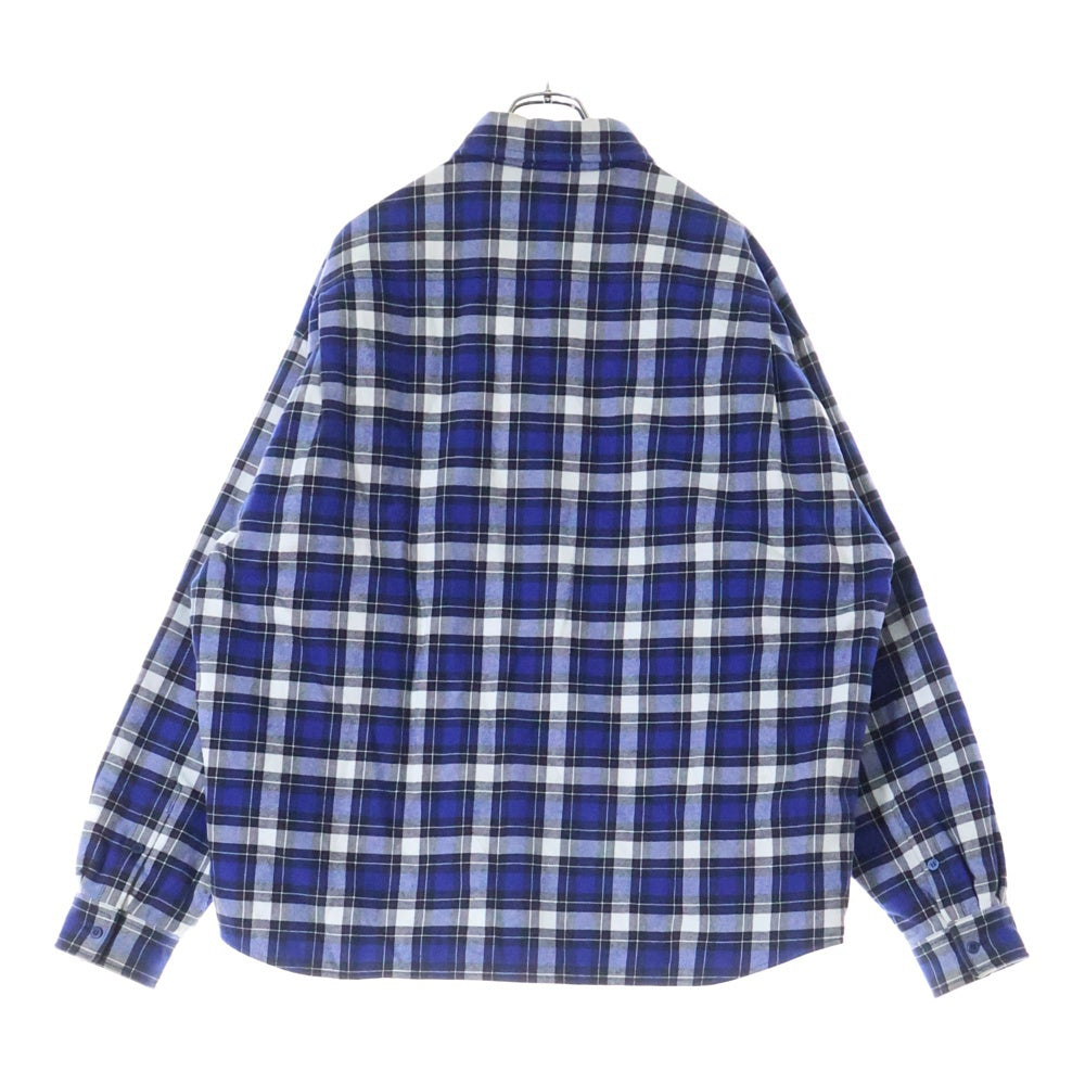 BALENCIAGA(バレンシアガ) 21AW 裏地キルティング フランネルチェック 長袖シャツジャケット ブルー/ホワイト 642339 TKM27