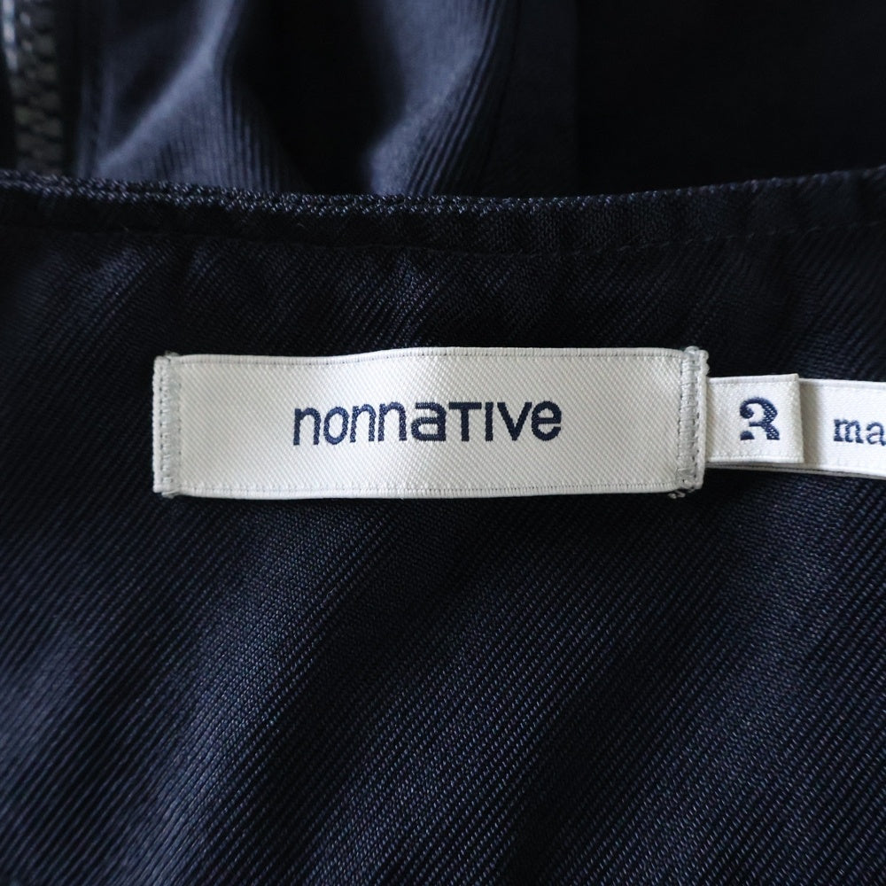 nonnative(ノンネイティブ) RIDER BLOUSON POLY TWILL SHAPE MEMORY ポリツイル ライダー ノーカラーブルゾン ジャケット ネイビー NN-J3914