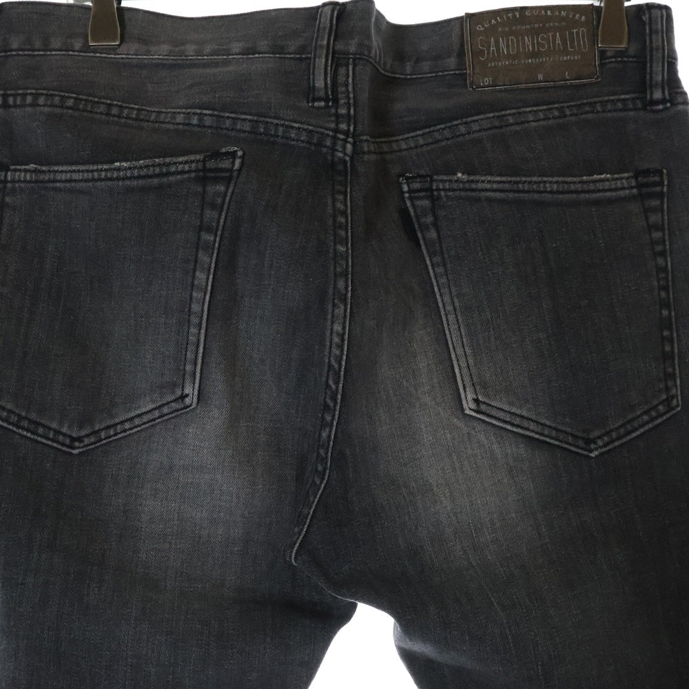 SANDINISTA(サンディニスタ) 日本製 ダメージ加工 ストレッチコットン ボタンフライ デニム スキニーパンツ ダークグレー