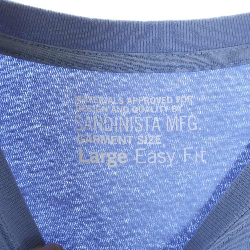 SANDINISTA(サンディニスタ) EASY FIT イージーフィット フロントアーチプリント クルーネック 半袖Tシャツ カットソー ブルー