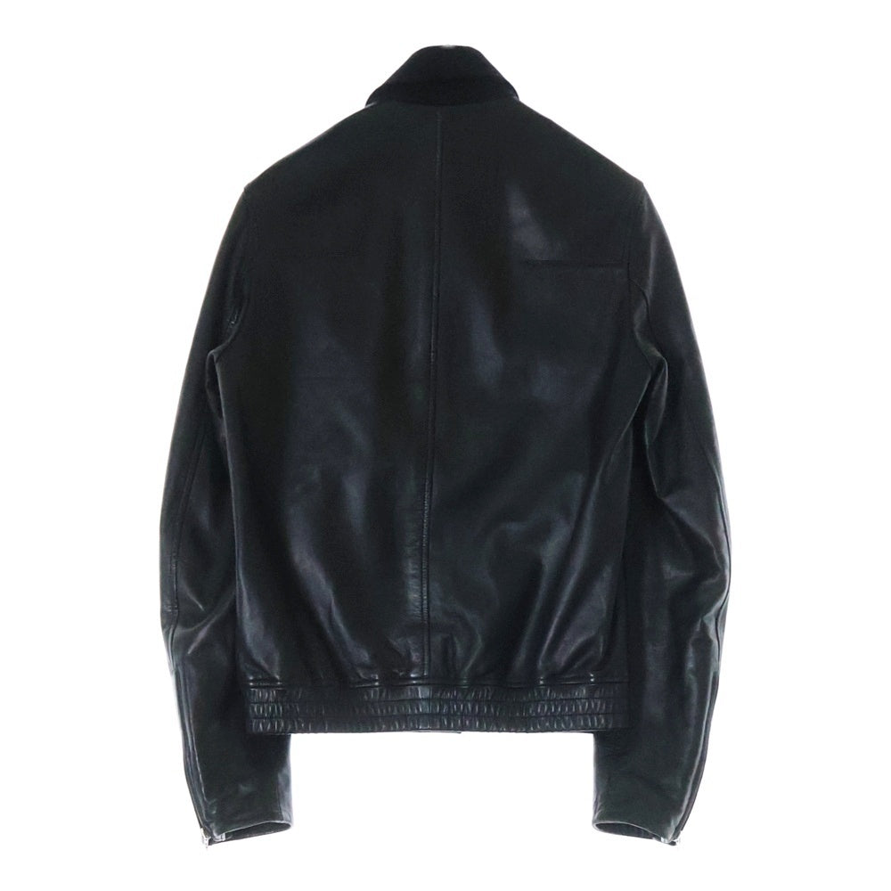Dior HOMME(ディオールオム) ウールナイロン切替 ジップアップ ラムレザージャケット ブラック 333L440V0166