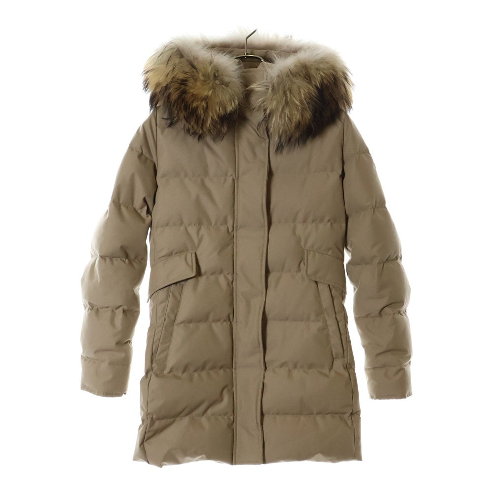 PYRENEX(ピレネックス) GRENOBLE グルノーブル ラクーンファー フーデッド ダウンコート ベージュ レディース HWK037
