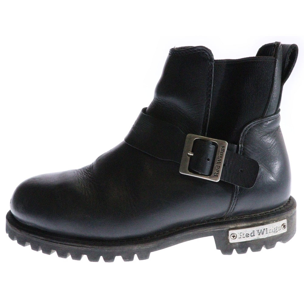 RED WING(レッド ウイング) ロゴプレート付き サイドゴアモーターサイクルブーツ レザーシューズ ブラック 977