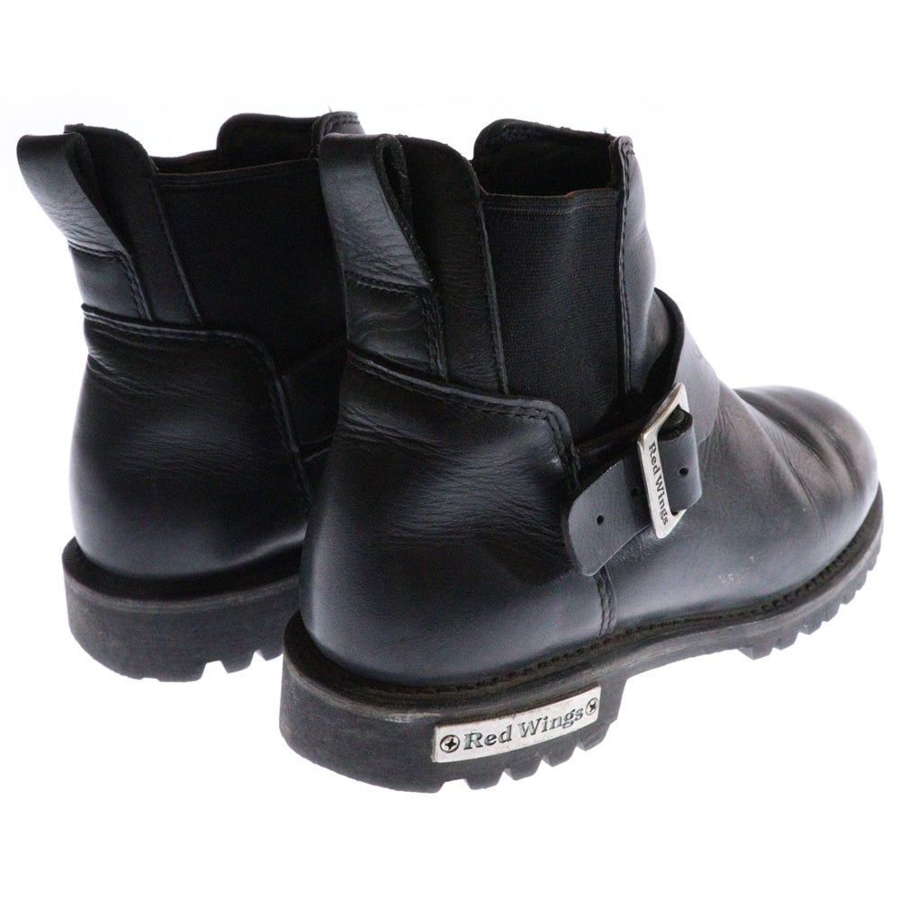 RED WING(レッド ウイング) ロゴプレート付き サイドゴアモーターサイクルブーツ レザーシューズ ブラック 977
