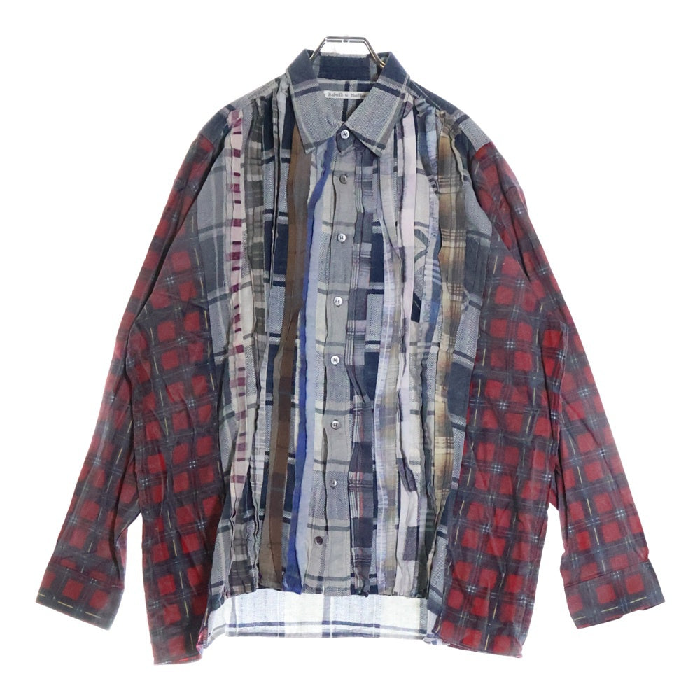 Rebuild by needles(リビルドバイニードルス) Flannnel Ribbon Wide Shirt 再構築 パッチワーク フランネル リメイク チェック 長袖シャツ マルチ LQ314