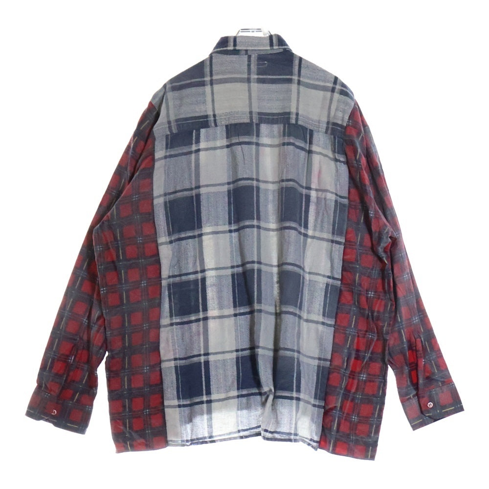 Rebuild by needles(リビルドバイニードルス) Flannnel Ribbon Wide Shirt 再構築 パッチワーク フランネル リメイク チェック 長袖シャツ マルチ LQ314