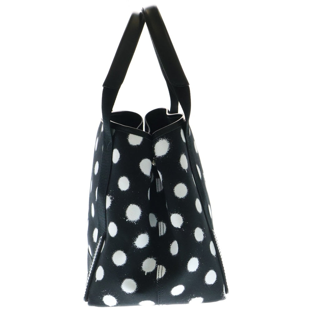 BALENCIAGA(バレンシアガ) NAVY CABAS S ネイビーカバス ポーチ付き ドット フロントロゴ キャンバス ハンドバッグ ブラック レディース 339933 1097