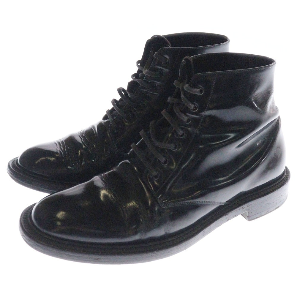 SAINT LAURENT PARIS(サンローランパリ) レースアップ レザーショートブーツ ブラック