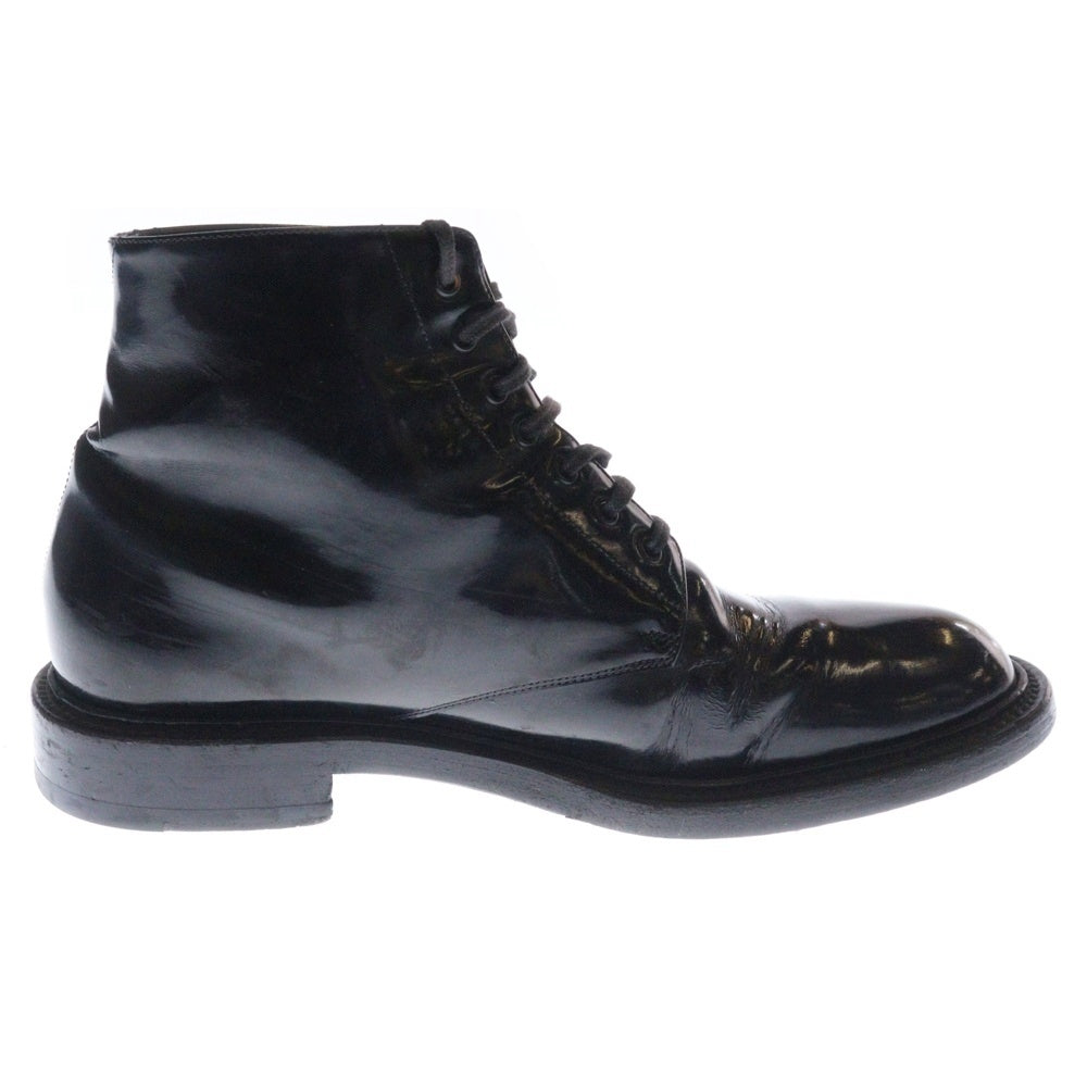 SAINT LAURENT PARIS(サンローランパリ) レースアップ レザーショートブーツ ブラック
