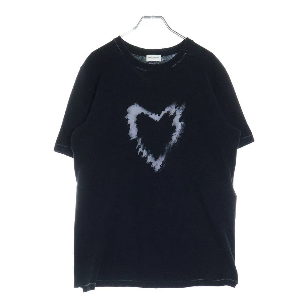 SAINT LAURENT PARIS(サンローランパリ) HEART PRINT T SHIRT ハート プリント クルーネック半袖Tシャツ カットソー ブラック 682175 Y36OB
