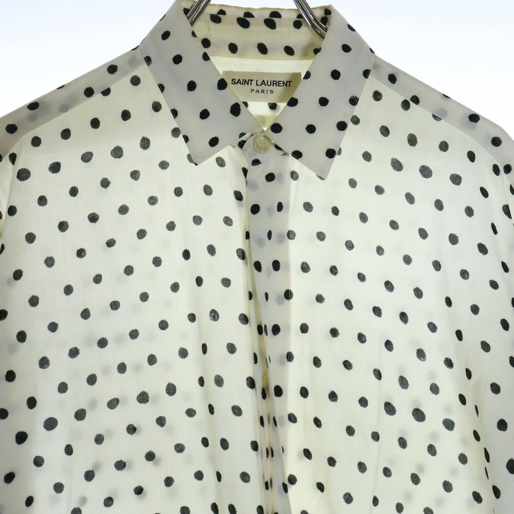 SAINT LAURENT PARIS(サンローランパリ) 16AW ポルカドット レーヨン長袖シャツ ホワイト 467311 Y345Q