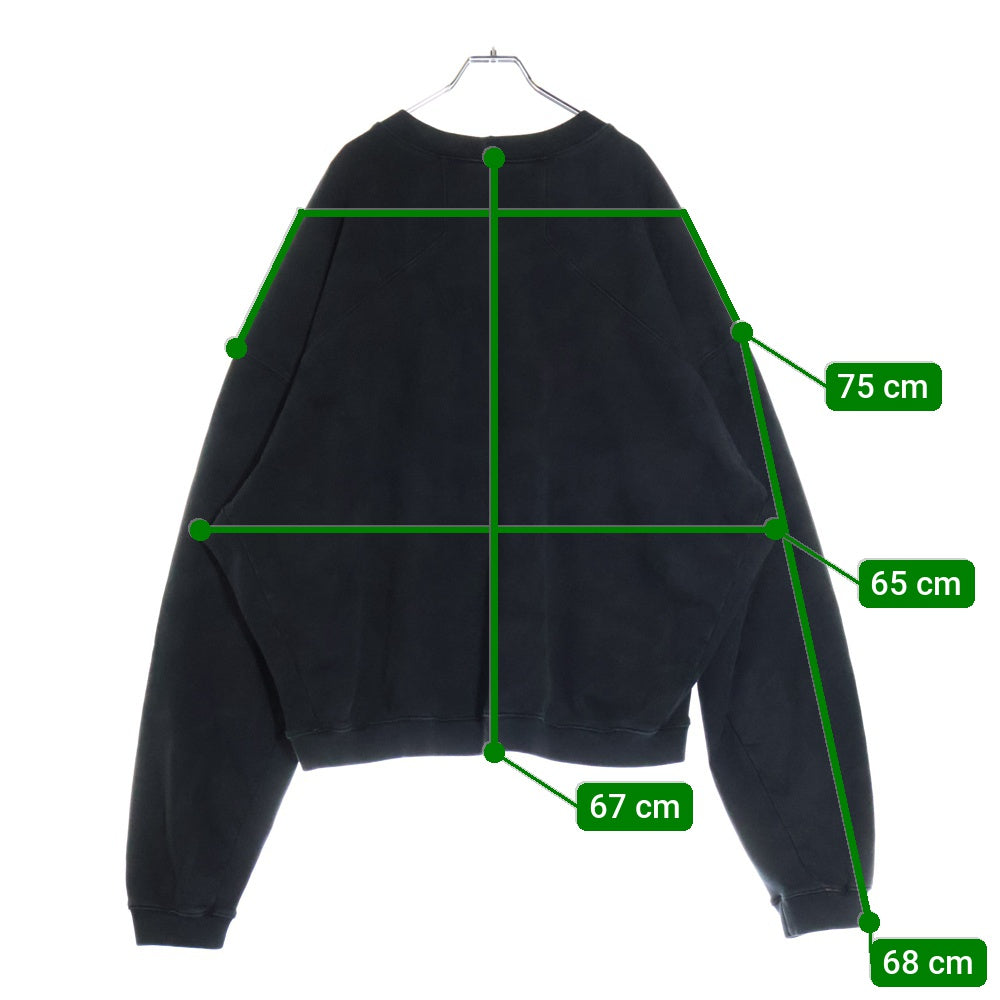 RRR123 RIVINGTON roi Rebis(リヴィントンロイレビス) INRI CVA CREWNECK ロゴプリント コットンプルオーバースウェットトレーナー ブラック