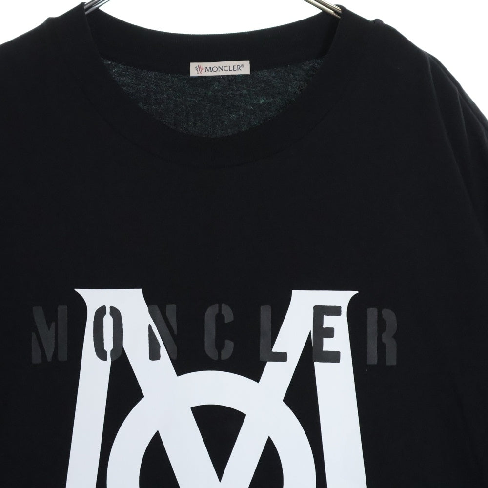 MONCLER(モンクレール) 22AW SAFARI TEE サファリ フロントロゴプリントTシャツ 半袖クルーネックカットソー ブラック I10918C00051