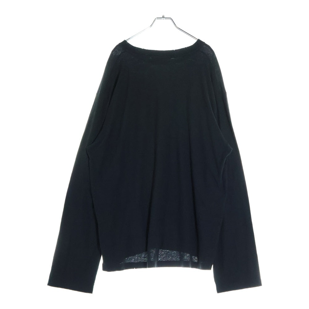 Acne Studios(アクネ ストゥディオズ) プリントロゴ ダメージ加工Tシャツ 長袖クルーネックカットソー ブラック FN-UX-TSHI000016