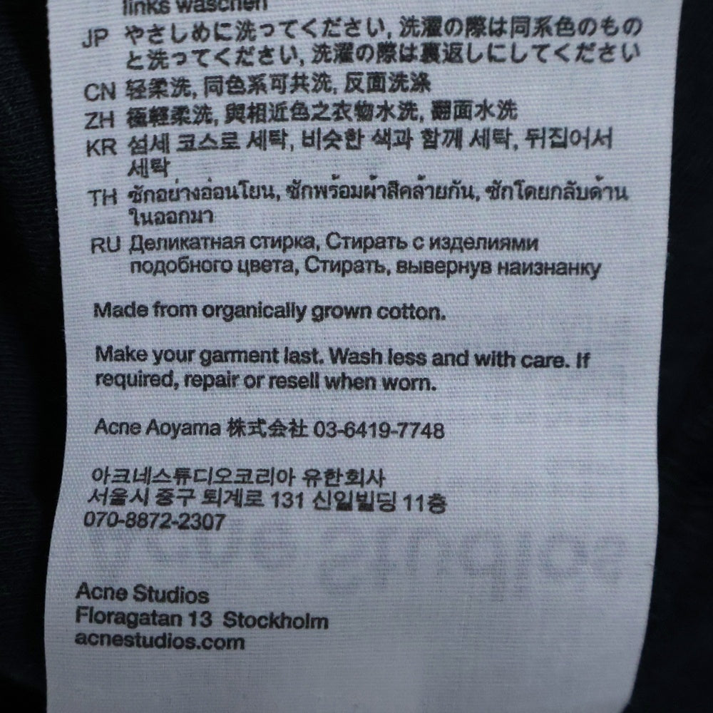 Acne Studios(アクネ ストゥディオズ) プリントロゴ ダメージ加工Tシャツ 長袖クルーネックカットソー ブラック FN-UX-TSHI000016