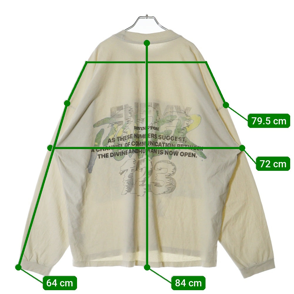 RRR123 RIVINGTON roi Rebis(リヴィントンロイレビス) FIN DU MONE LS TEE 両面グラフィックプリントTシャツ 長袖クルーネックカットソー アイボリー